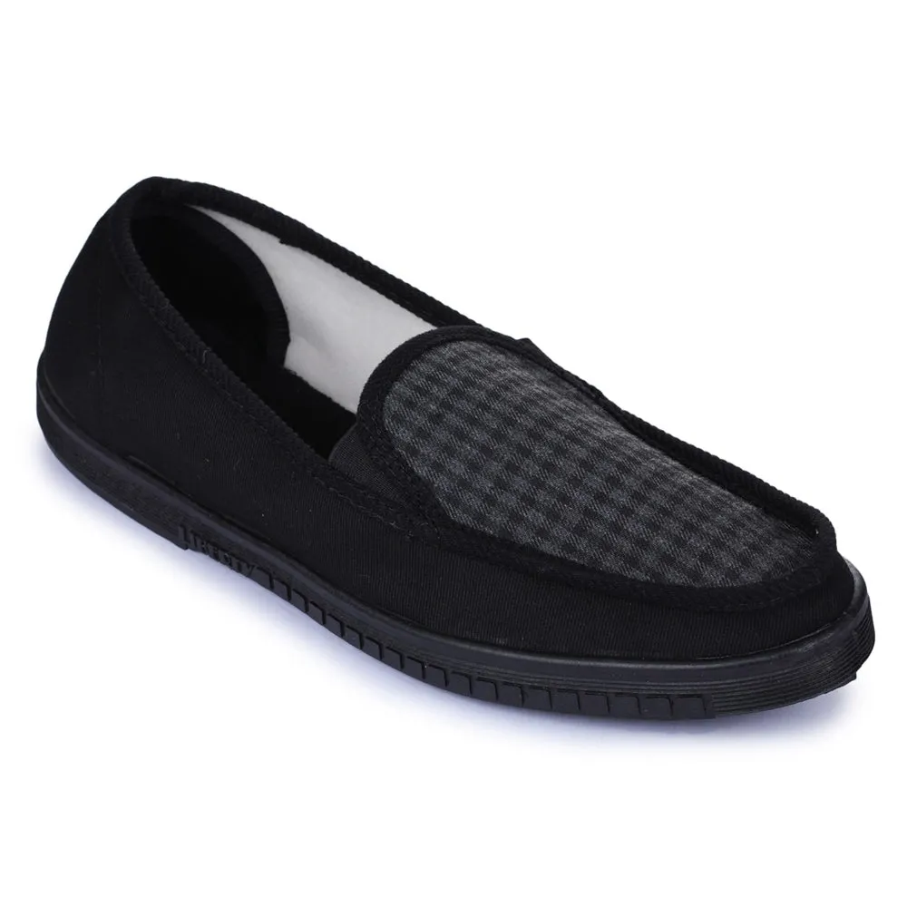 Mens Canvas Lace Up Shoes A-HA Black Casual Non Lacing Shoes For Men WALKER-E By Liberty