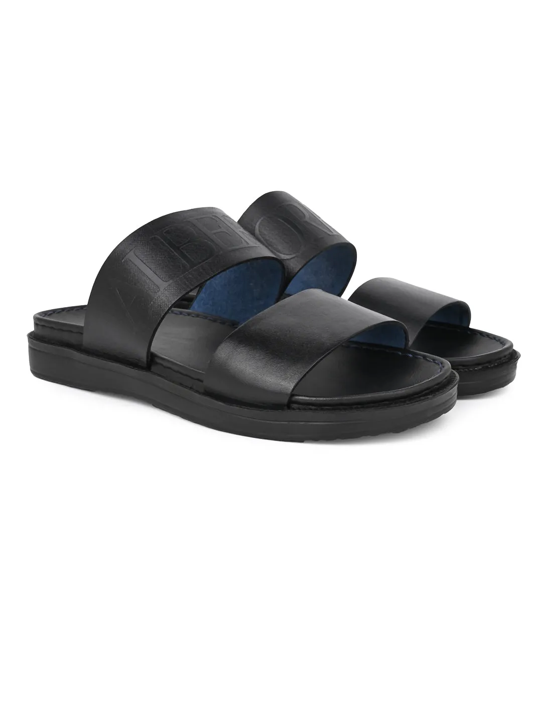 Slides Air Jordan Alberto Torresi PVC Printed Branding Textured Black Leather Men Slippers