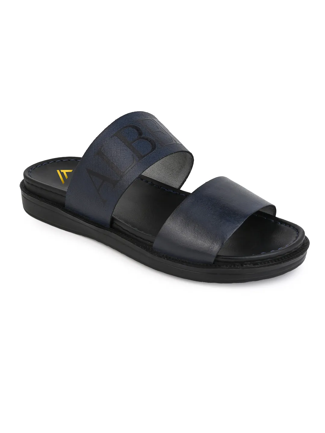 Alberto Torresi PVC Printed Branding Textured Blue Leather Men Slippers Slippers Knitting Pattern Free Easy