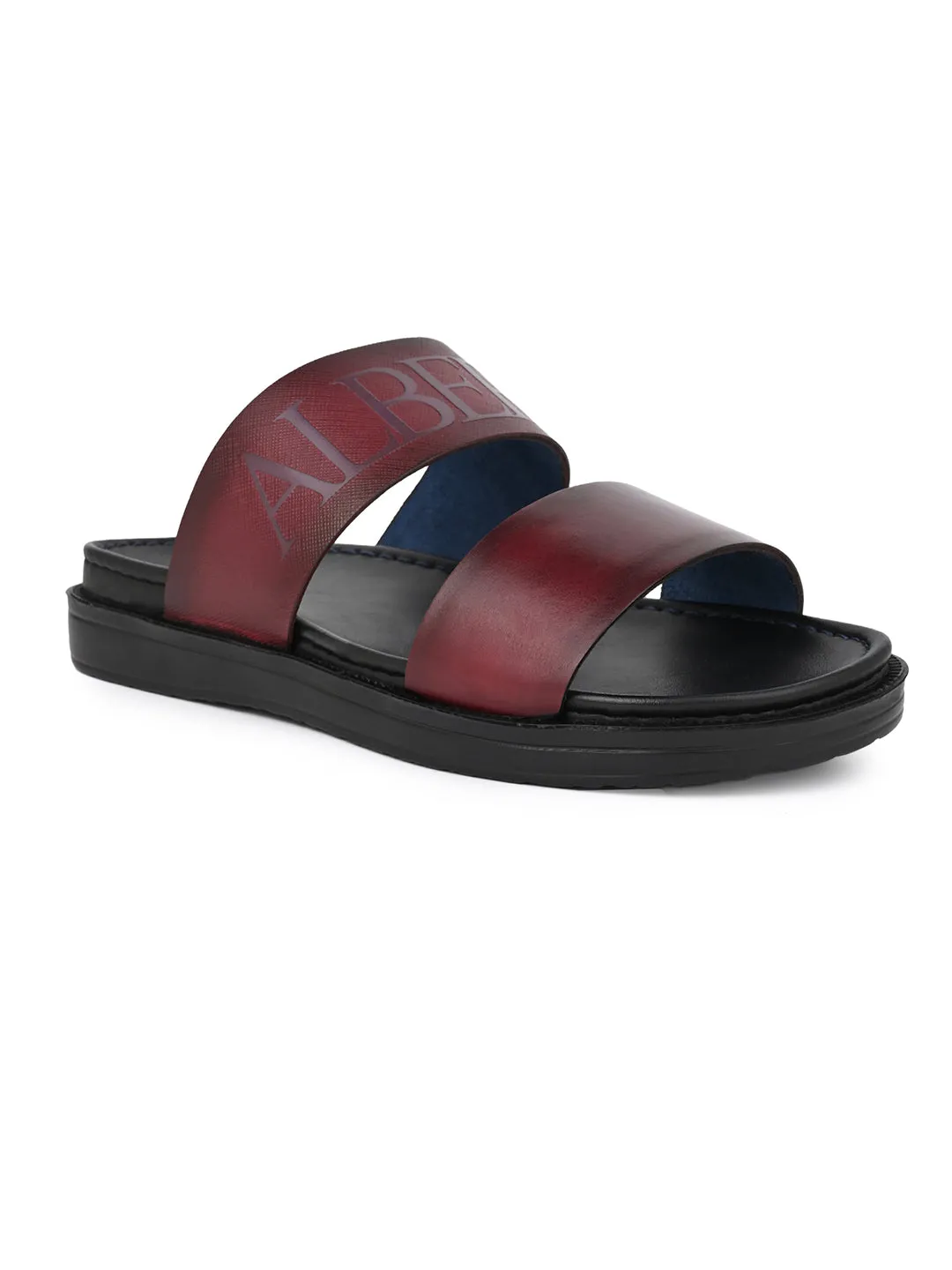 Alberto Torresi PVC Printed Branding Textured Bordo Leather Men Slippers Ballerina Slippers For Wedding