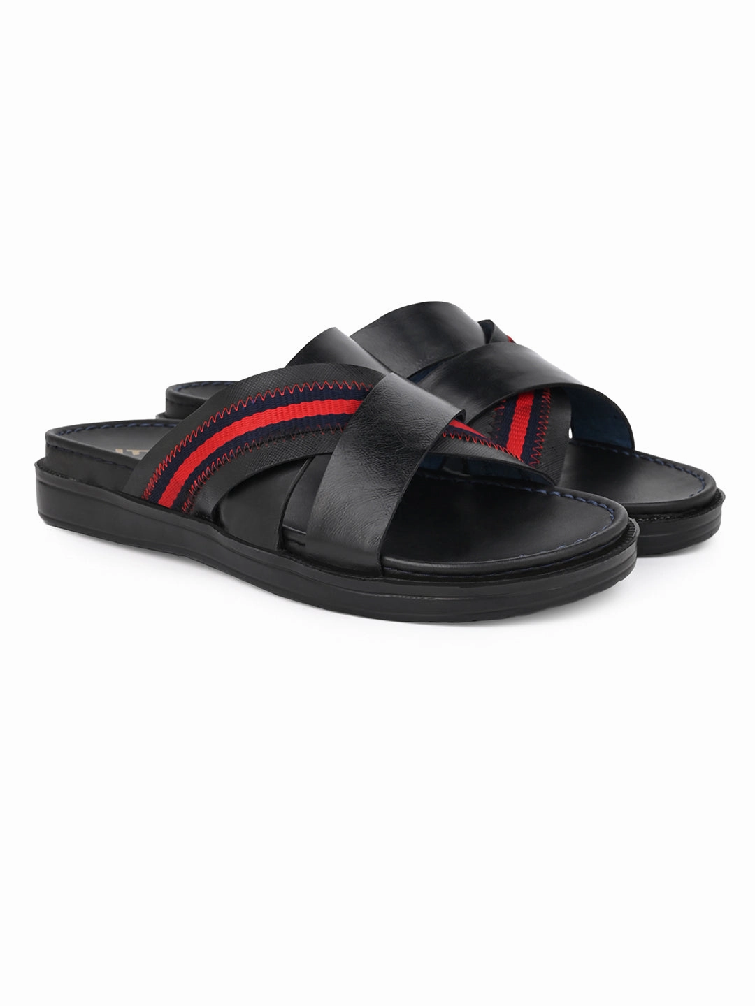 Alberto Torresi Trendy Premium Stylish Men Black Slippers Slide With Fur