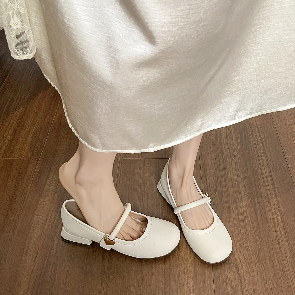 Top Casual Shoe Women's Fashion Buckle Low Block Casual Mary Jane Shoes