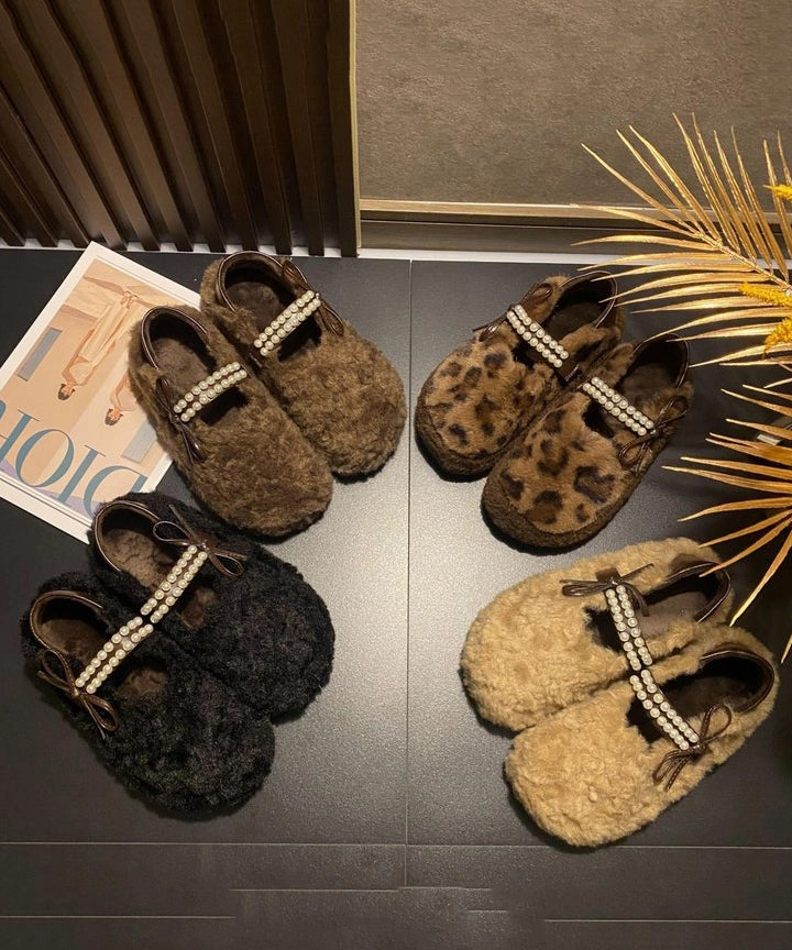 New Balance 530 Moonbeam Moonrock Leopard Faux Fur Stylish Splicing Nail Bead Flat Feet Shoes TQ059