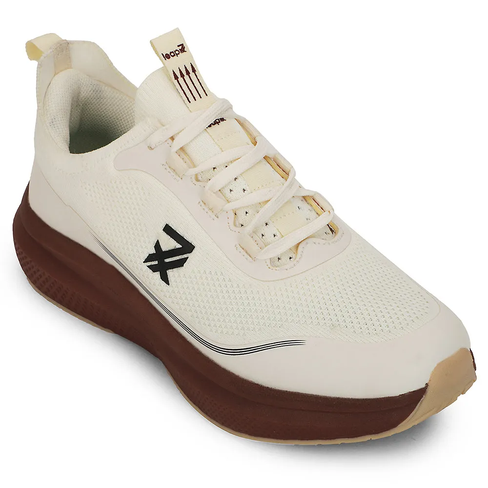 Top Running Shoe Brands Leap7x Beige Sports Lacing Running Shoes For Men AUSTRIA-1 By Liberty