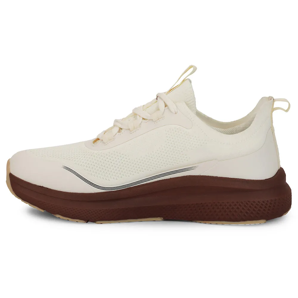 Leap7x Beige Sports Lacing Running Shoes For Men AUSTRIA-1 By Liberty Running Shoe For Sale