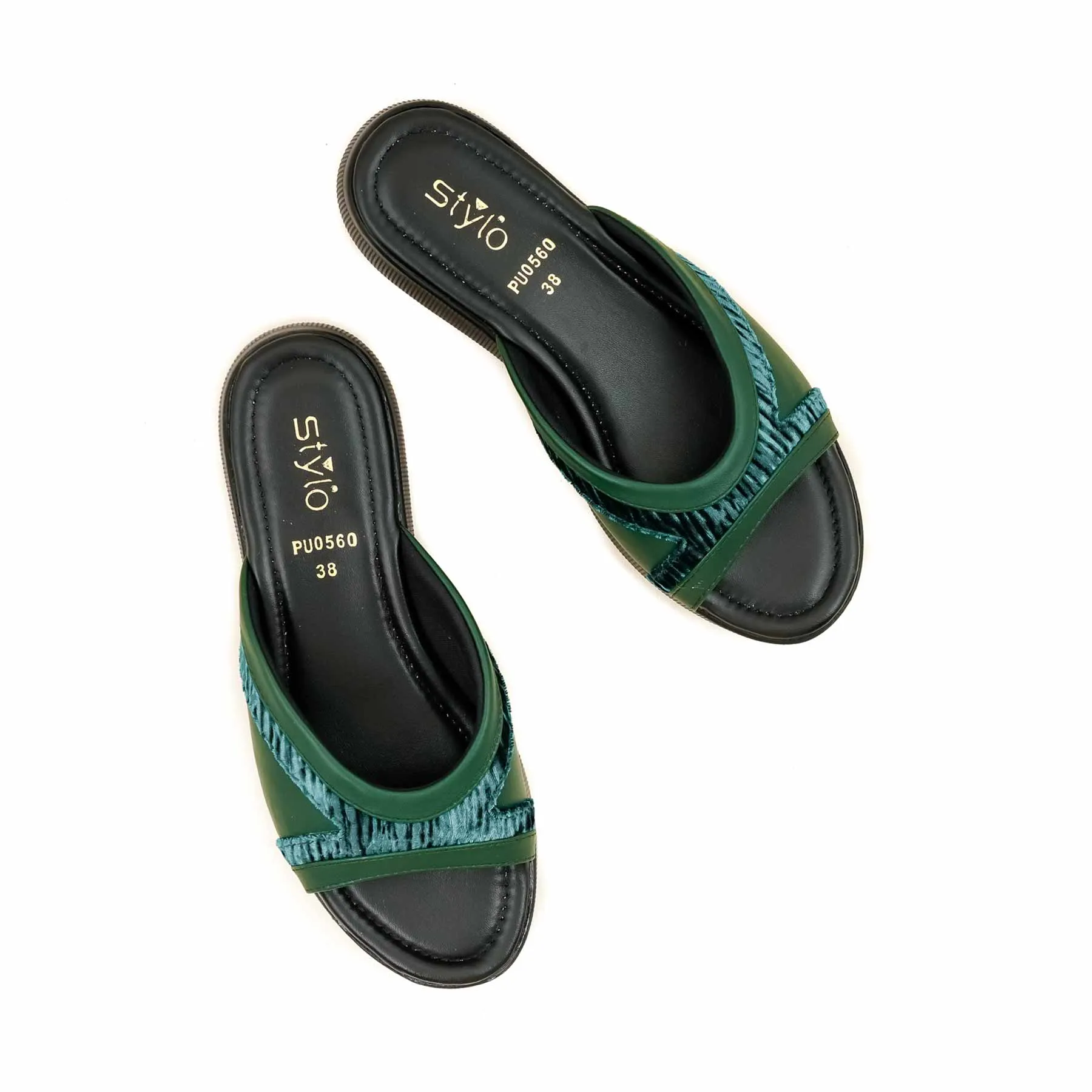 Green Formal Slipper PU0560 Slides With Closed Toe