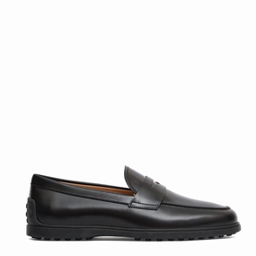 Black Leather Moccasin Loafers Women's