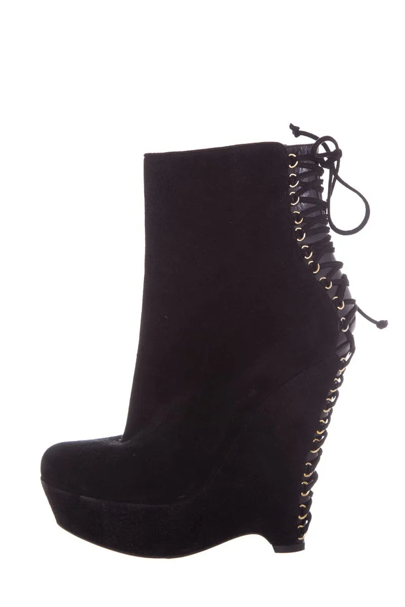 YSL Black Lace Back Detail Boots SZ 39 Dm's Boots