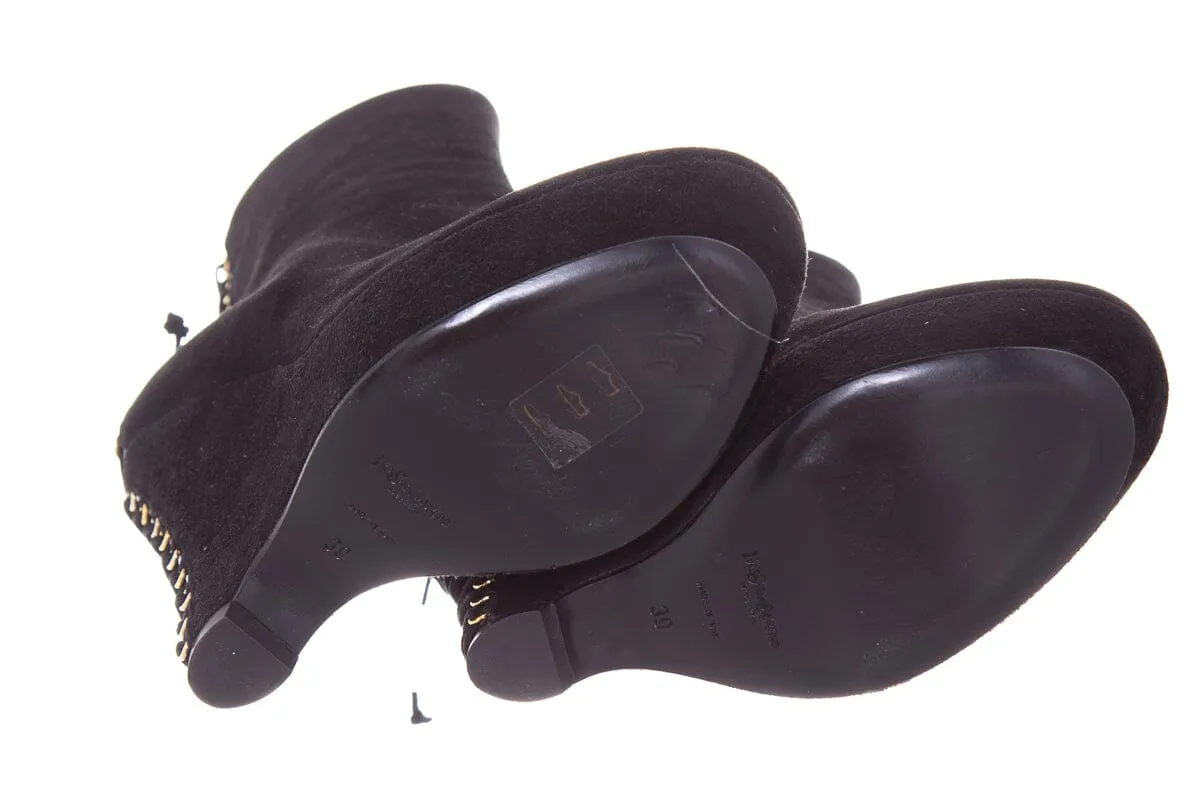 Ua Hiking Boots YSL Black Lace Back Detail Boots SZ 39