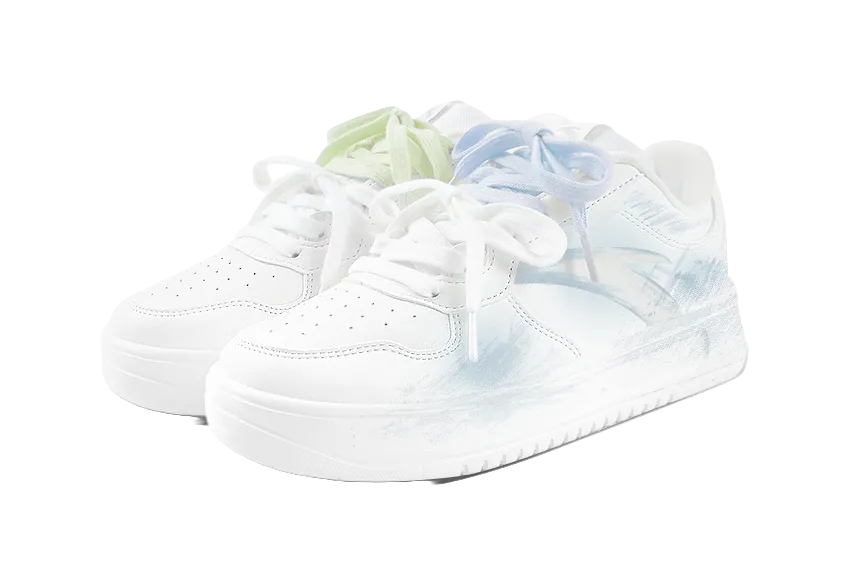 Anta Relaxed Slip Resistant Abrasion Resistant Low top Skateboard Shoes Unisex Blue Green Mismatched Slip On Shoe Business Casual