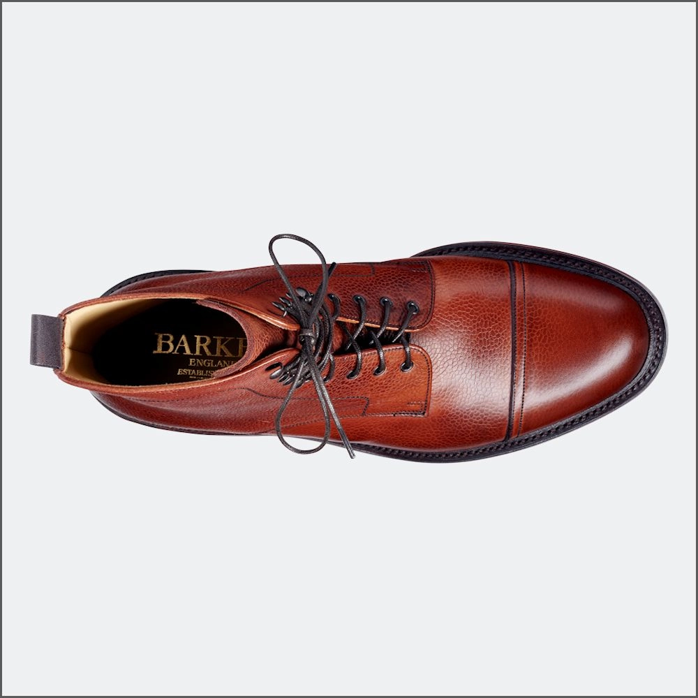 Barker Donegal Antique Rosewood Grain Boot. Brown Boots With Wide Calf