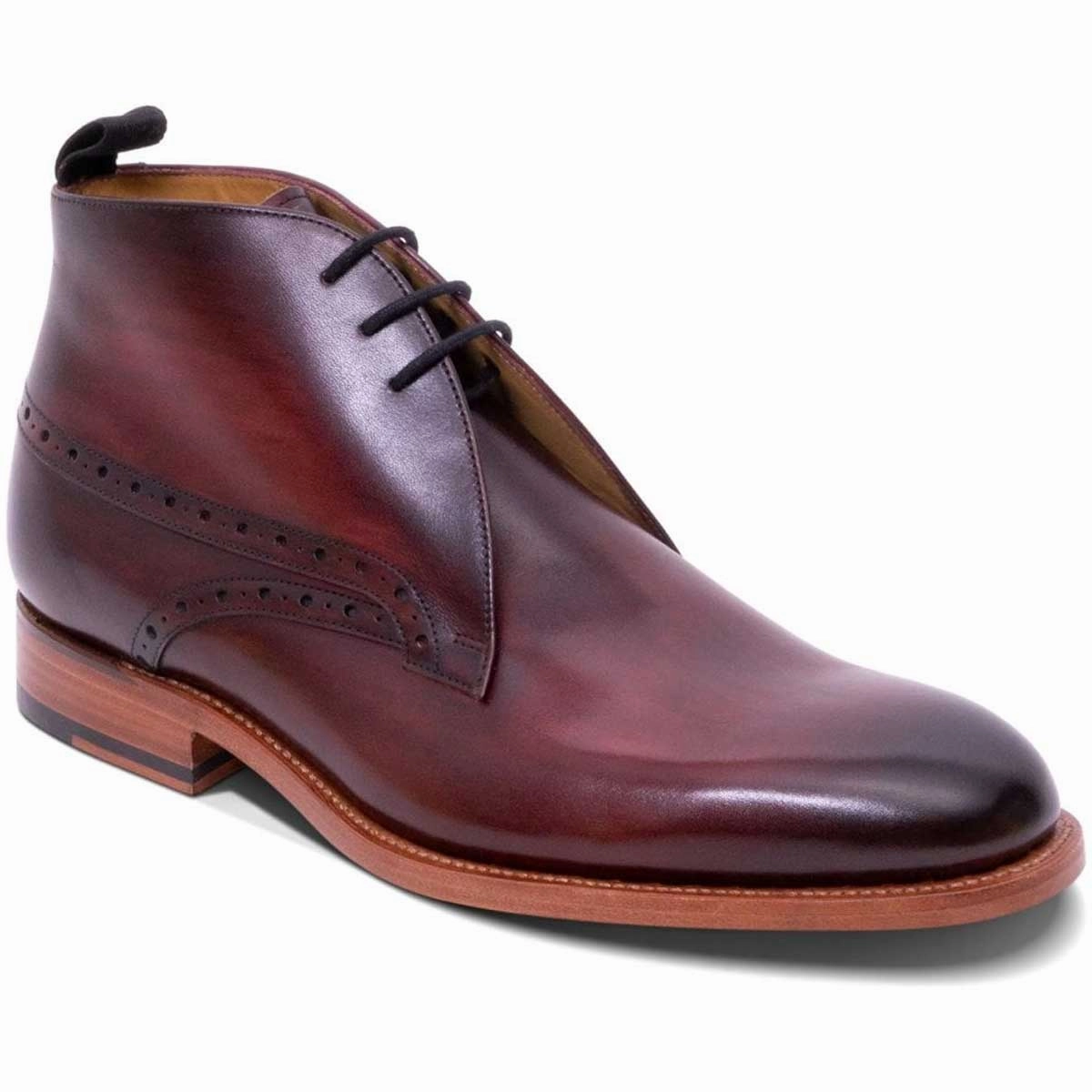 BARKER Tyne Boots - Mens Chukka - Hand Brushed Burgundy Heeled Chelsea Boots