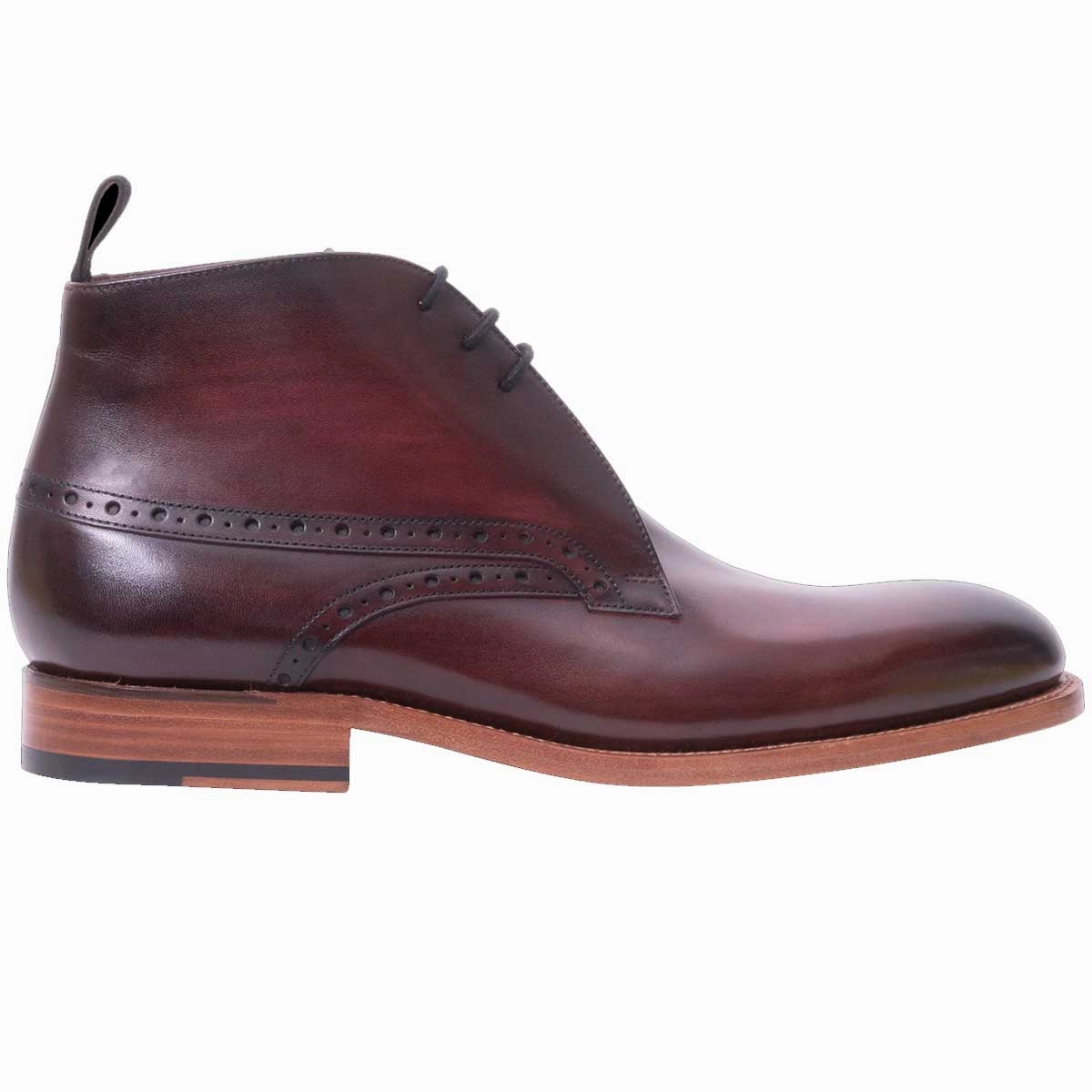 BARKER Tyne Boots - Mens Chukka - Hand Brushed Burgundy Ugg Chelsea Boots