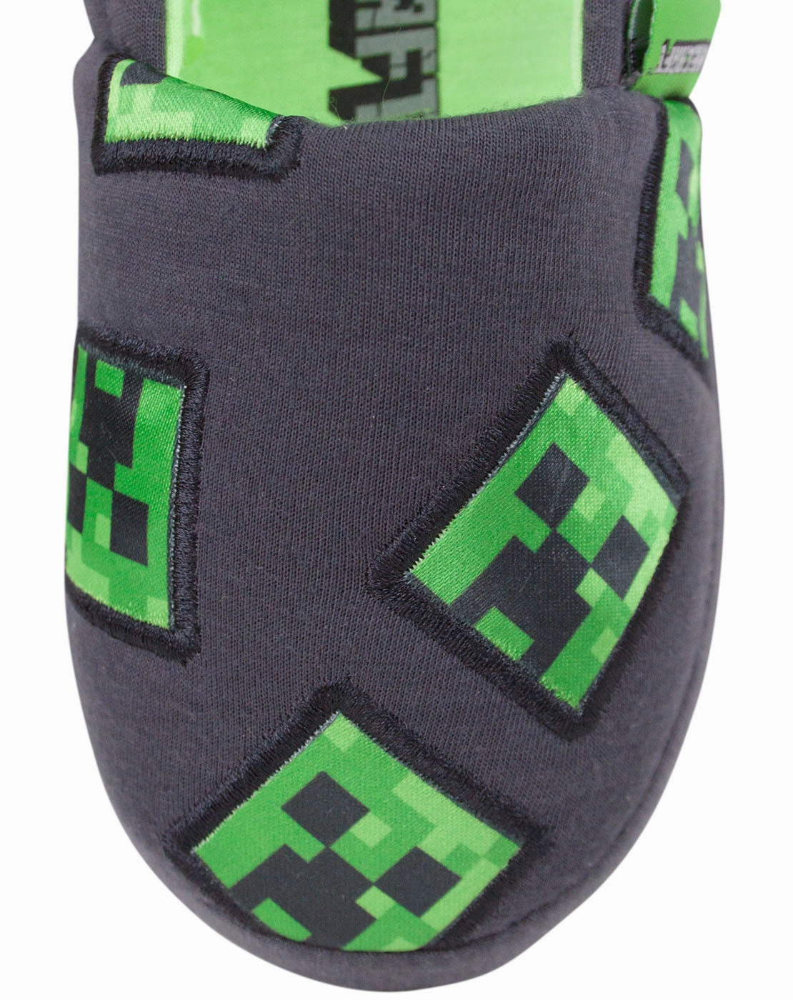 Minecraft Creeper Boy's Slippers - Grey Slide In Flats