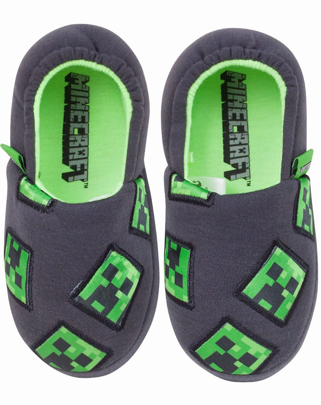 Minecraft Creeper Boy's Slippers - Grey Slides Youth