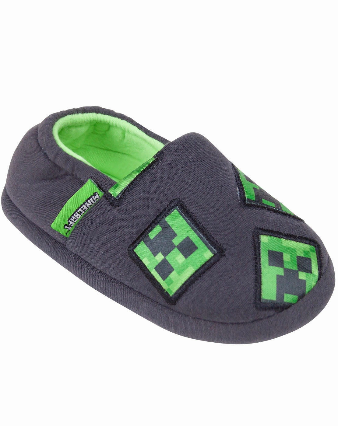 Patriot Slippers Minecraft Creeper Boy's Slippers - Grey