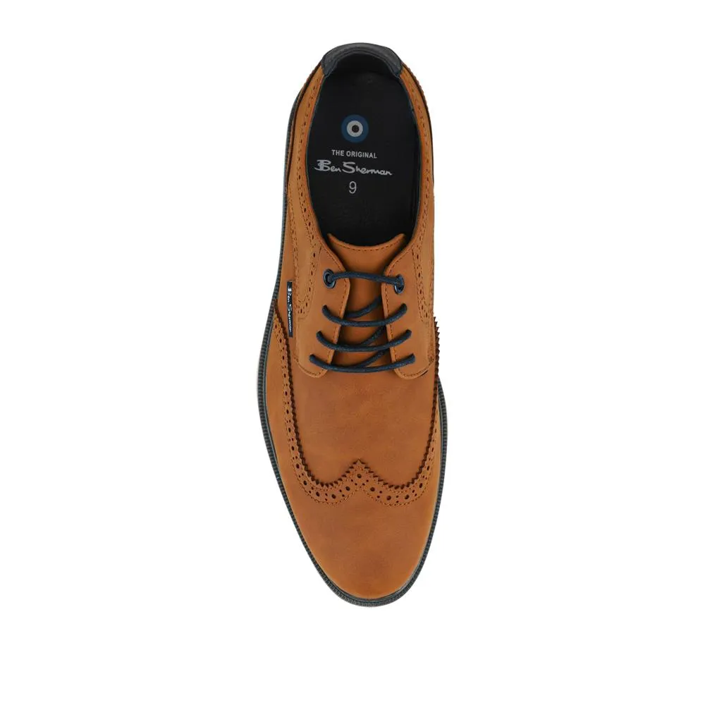 Ben Sherman Grip Sole Brogue Shoes - BENS42006 / 328 041 - Tan Cloud Business Casual Shoes