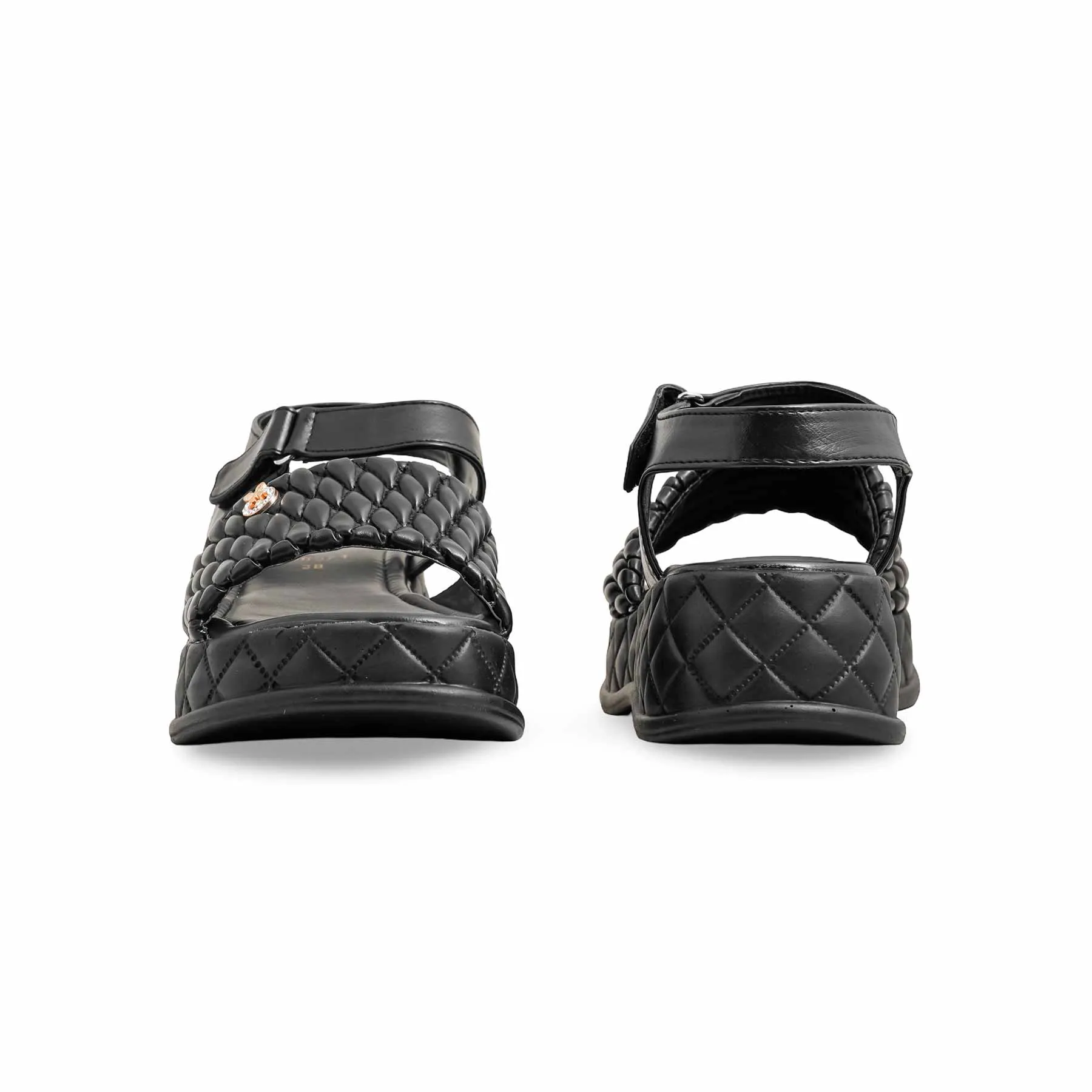 Big Fur Slippers Black Formal Sandal PU0571