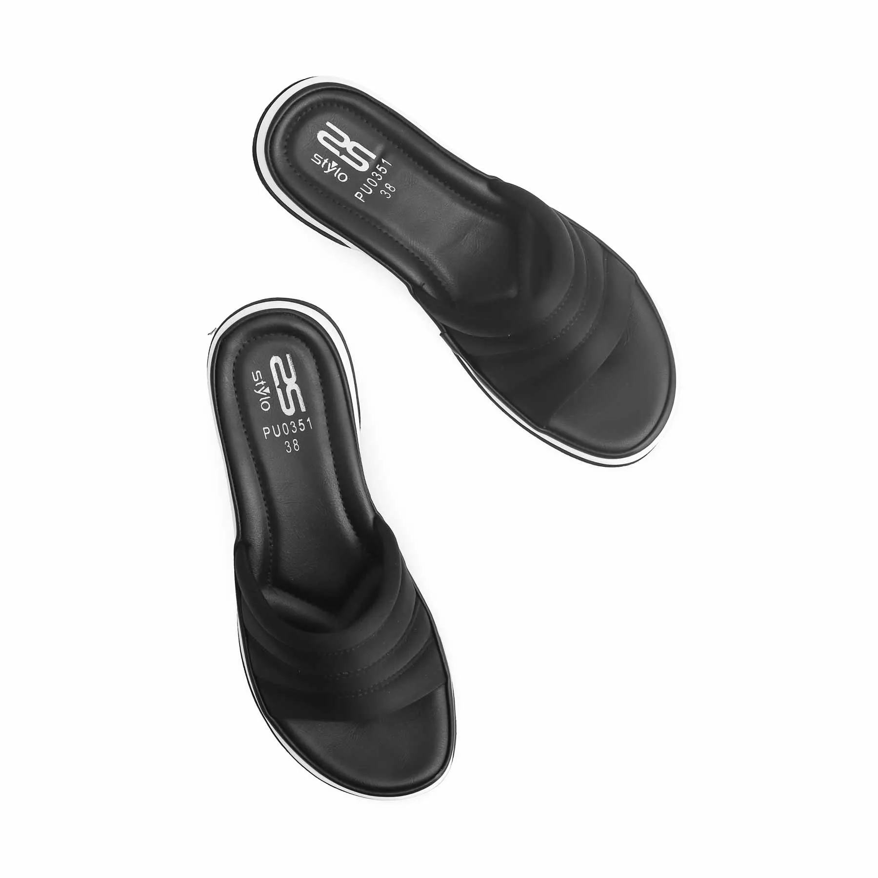 Black Formal Slipper PU0351 Braided Slides