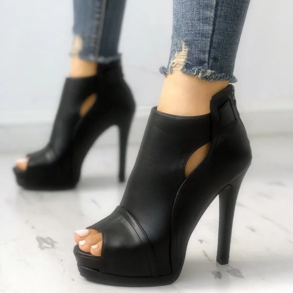 Johnston & Murphy Novick Cap Toe Lace Up Shoes Black Peep Toe Cutout Thin Women PU Leather Stiletto Shoes Casual Heeled Platform Sandals Fashion Design Summer High Heel Shoes Women's Ankle Boots