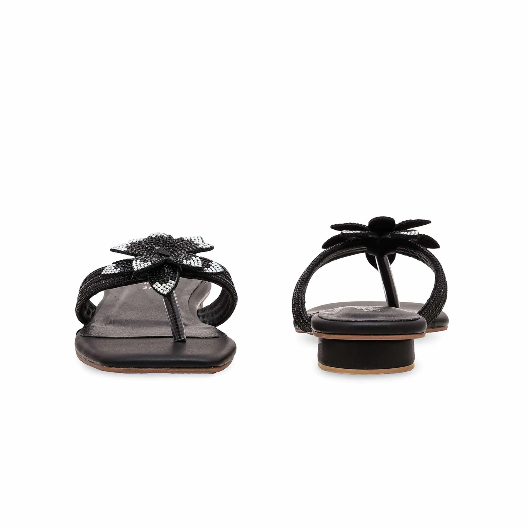 Black Women Chappal FN0754 Brogue Steel Toe Cap Shoes