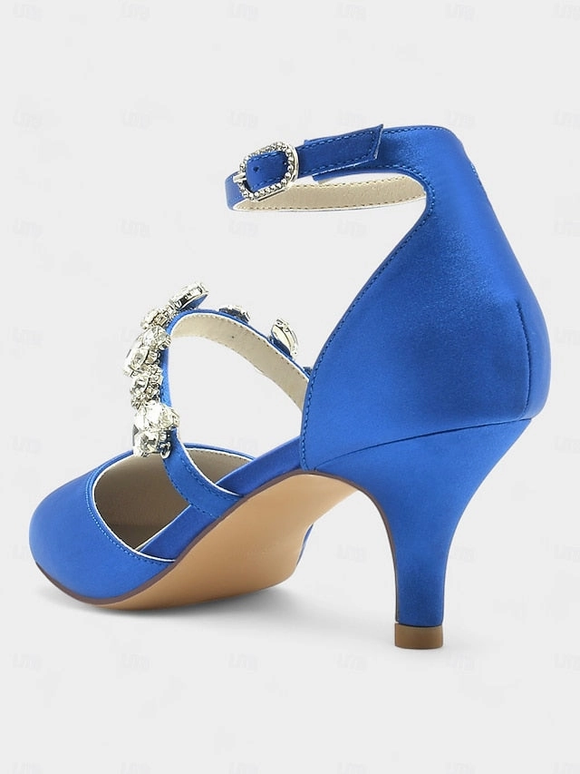 Black Satin with Embellishments Women's - Heels Rhinestone