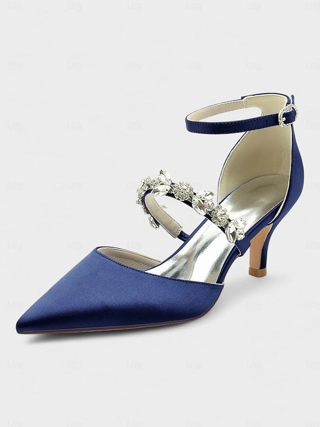 Black Satin with Embellishments Women's - Heels Rhinestone