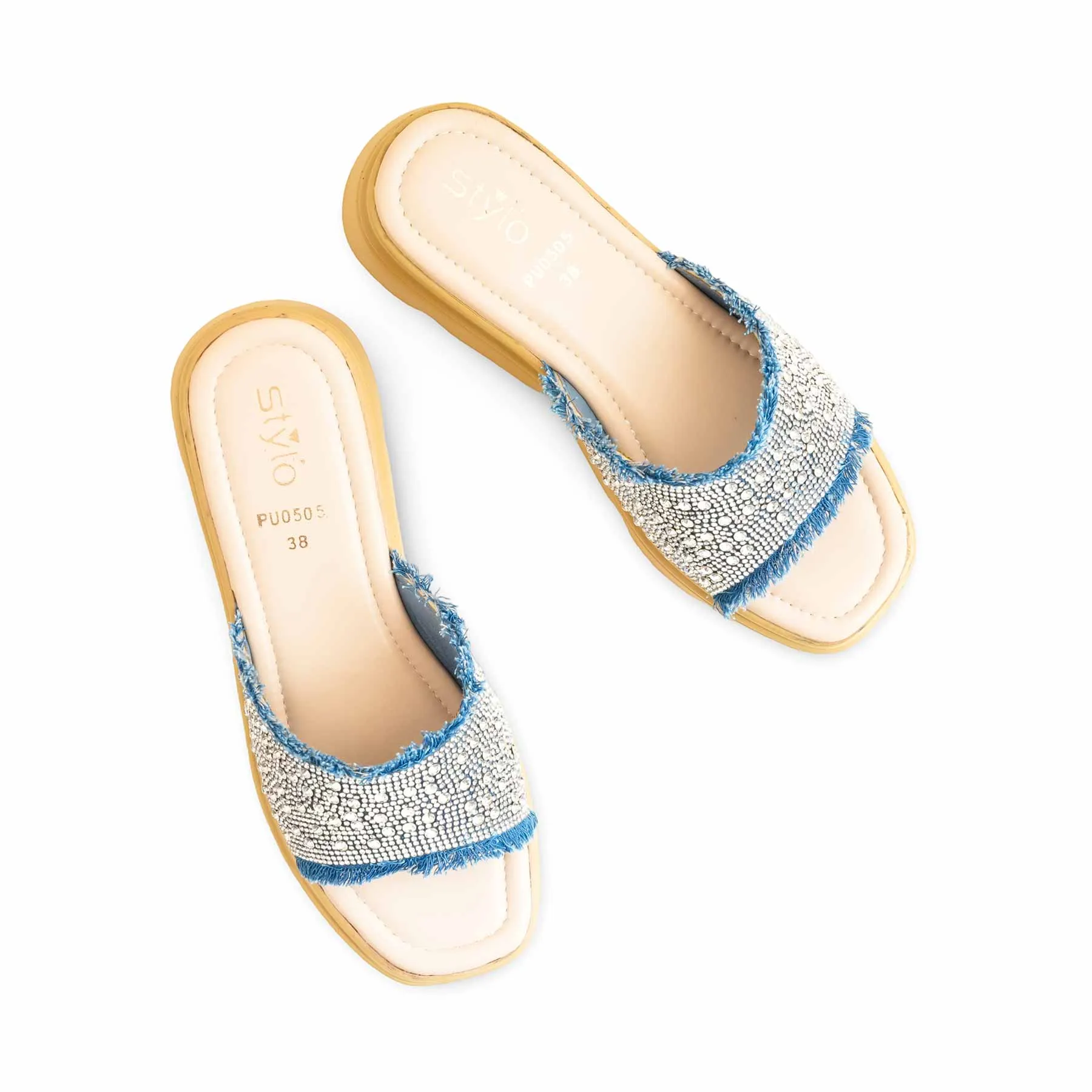 Memory Foam House Slippers Blue Formal Slipper PU0505