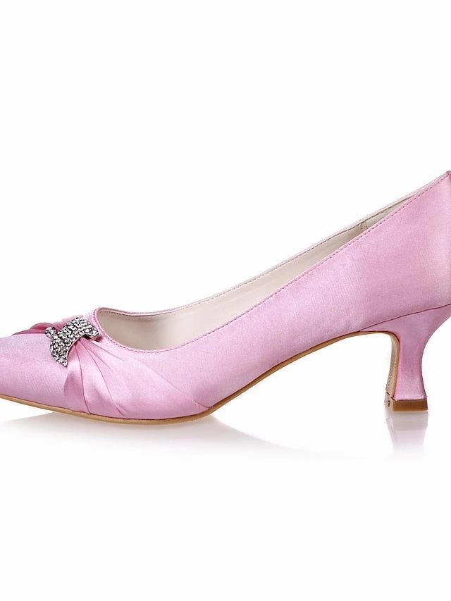 Blue Kitten with Rhinestone Satin Bow Women's Royal Heels