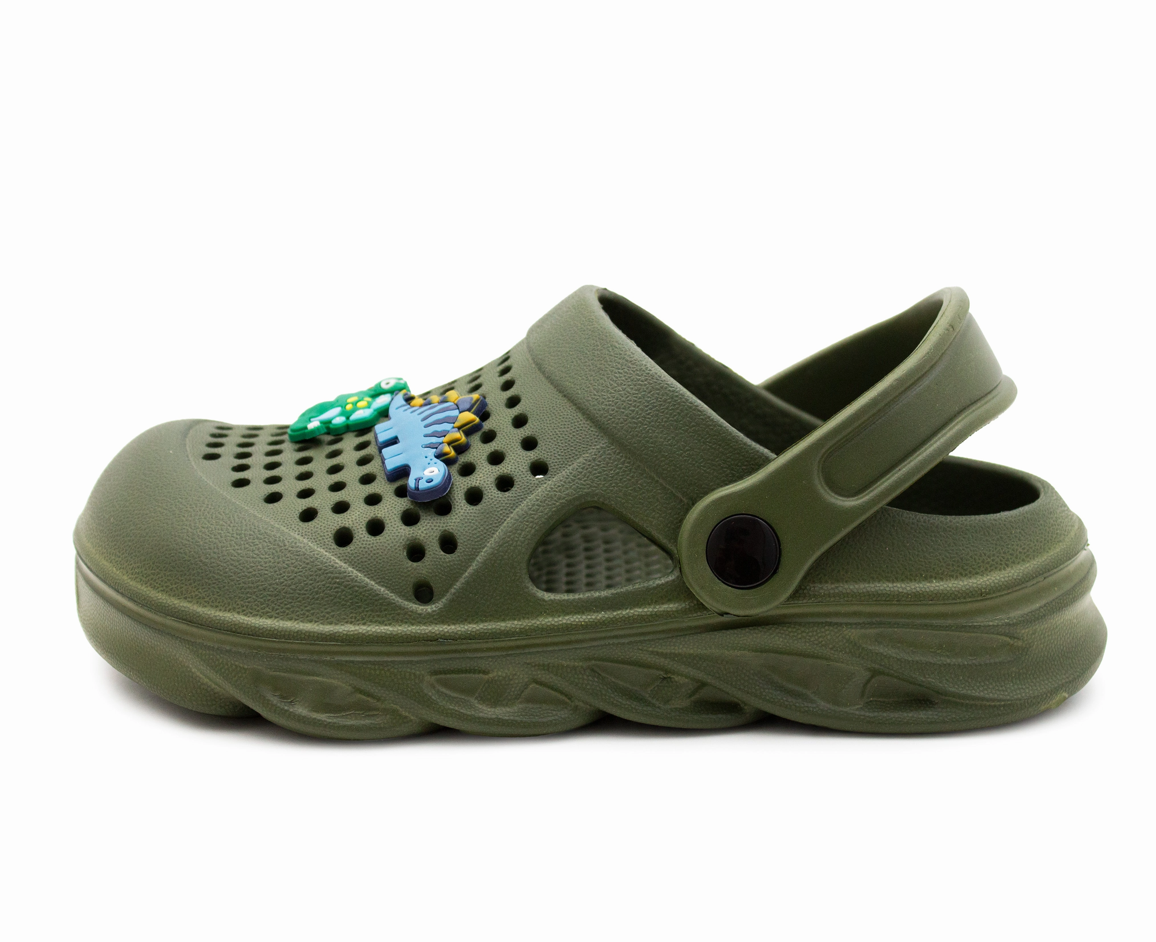 Good Welding Boots Boys Clogs Kids Lightweight EVA Adjustable Strap Sandals Breathable Slip On Green Khaki Dinosaur Beach Garden Clog Slipper Pool Leisure Water Shoe