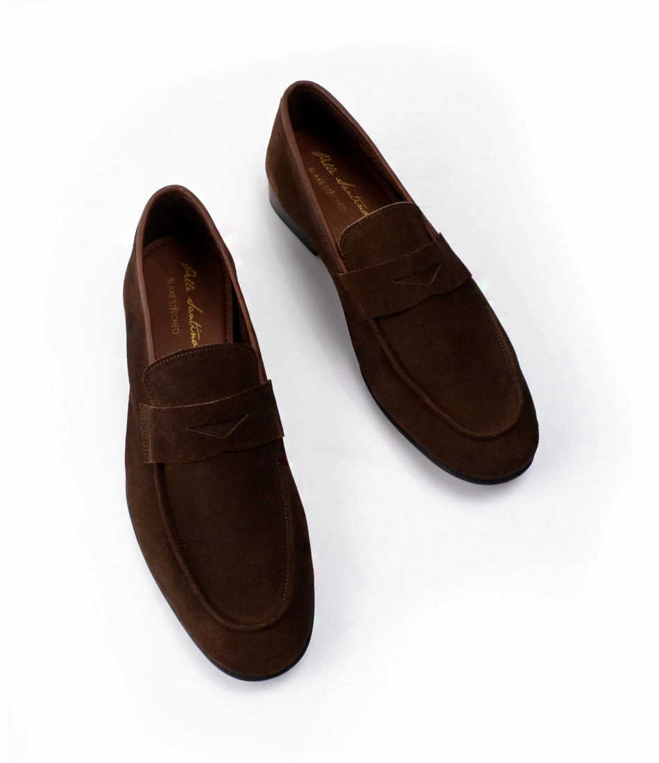 Purple Loafers Brown Suede Penny Loafers - Ultra-Flex