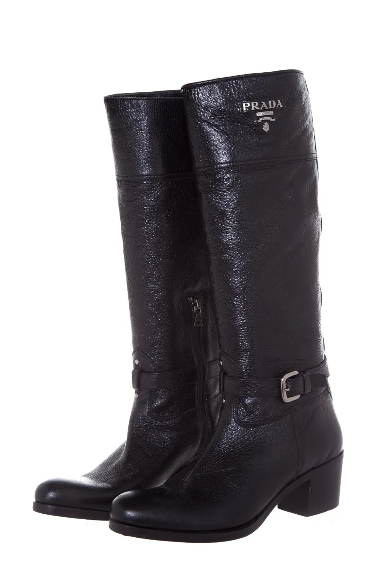 Prada Black Western Tall Boots SZ 38 Ugg Boots Sale