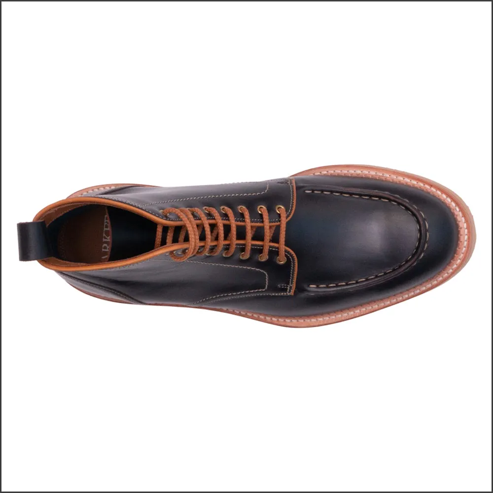 Fur High Knee Boots Barker Indiana - Black Waxy Calf Boot.