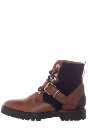 Burberry Brown & Navy Buckle Detail Boots SZ 37 Boots By Mia
