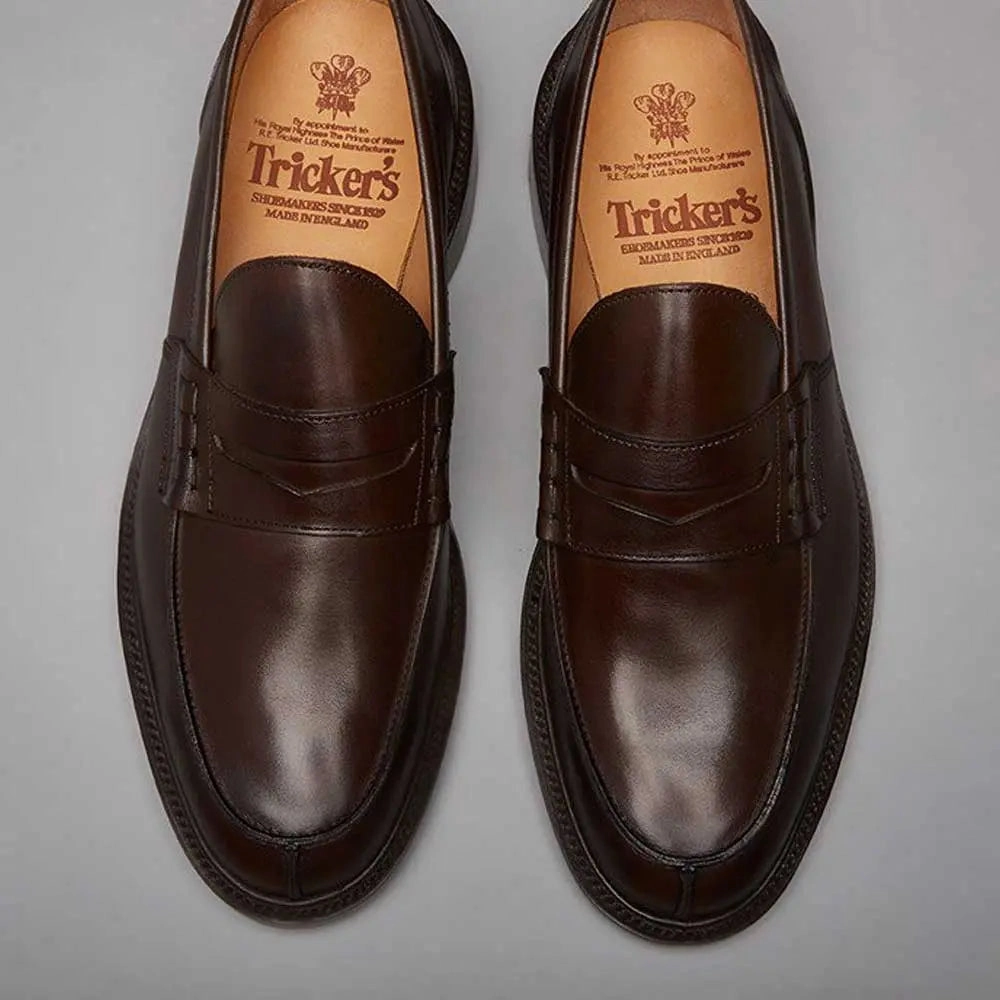 Tricker's James Penny Loafers - Mens Shoes - Espresso Heeled Loafers