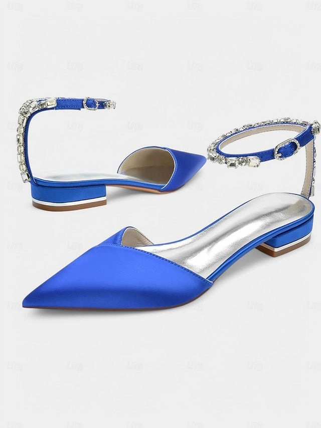 Chic Shoes with  Satin Strap Crystal-Ankle Wedding Black