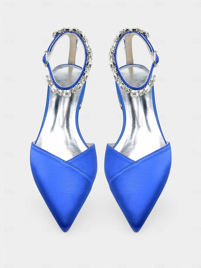 Chic Shoes with  Satin Strap Crystal-Ankle Wedding Black