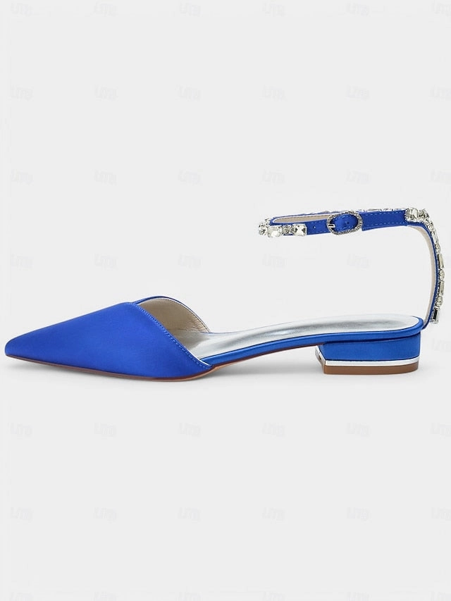 Chic Shoes with  Satin Strap Crystal-Ankle Wedding Black