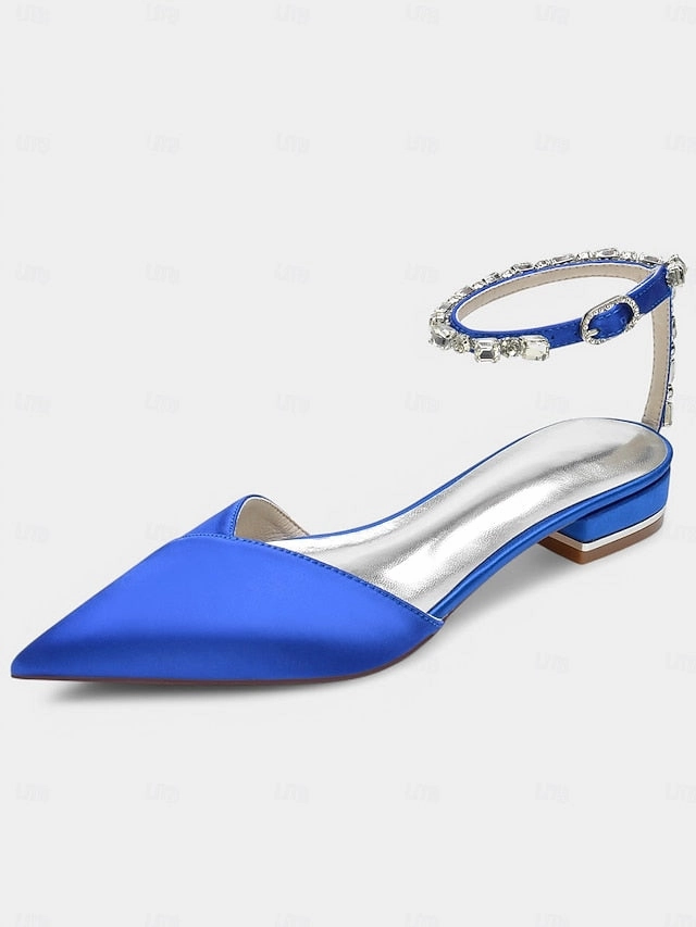 Chic Shoes with  Satin Strap Crystal-Ankle Wedding Black