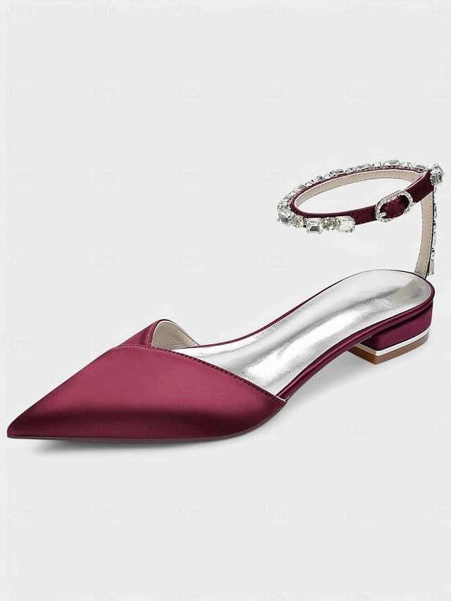 Chic Shoes with  Satin Strap Crystal-Ankle Wedding Black