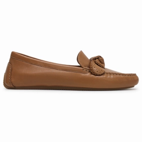 Thick Soled Loafers Cole Haan Bellport Bow Driver Leather Women's Boat Pecan Shoes