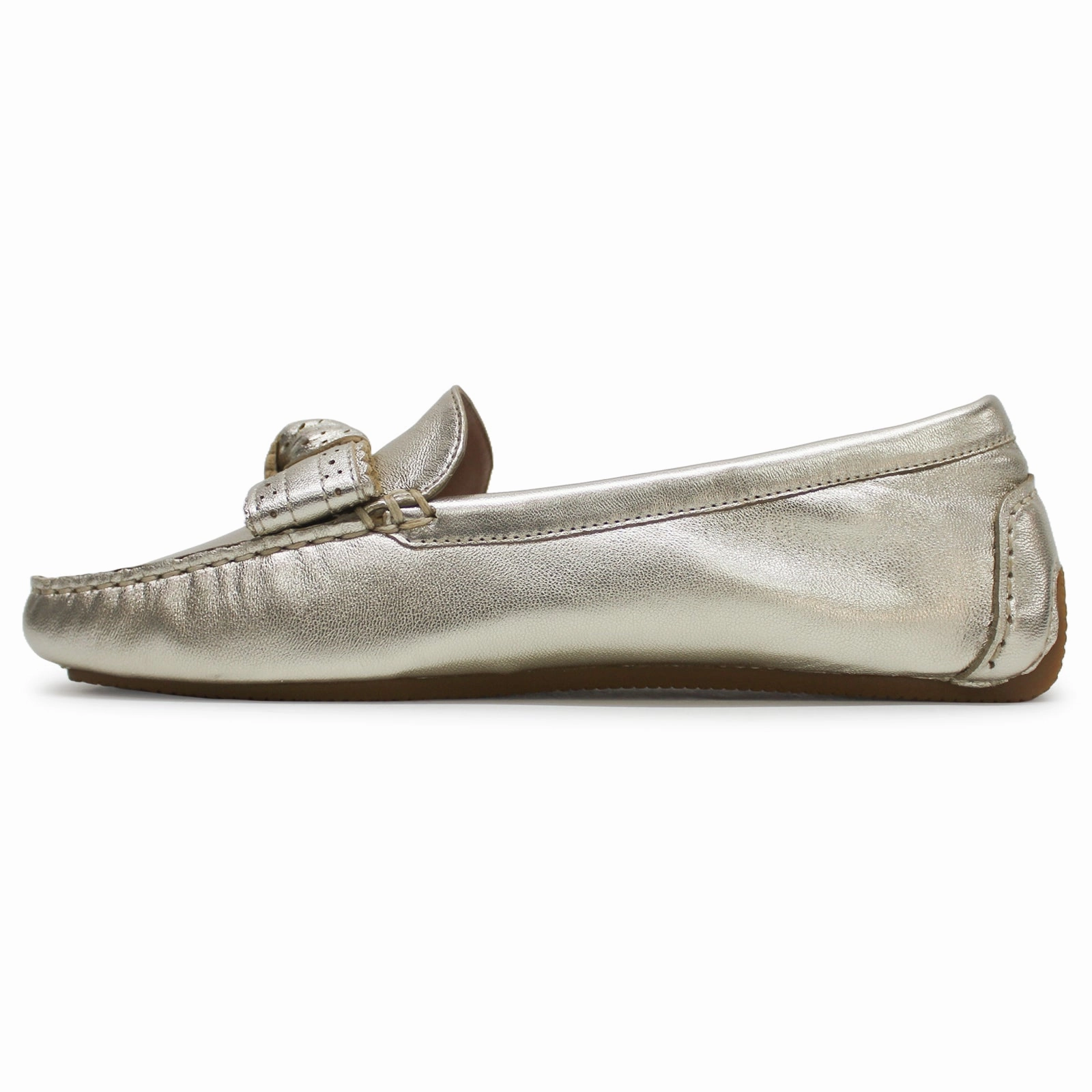 Yankee Loafers Cole Haan Bellport Bow Driver Leather Women's Boat Soft Gold Shoes