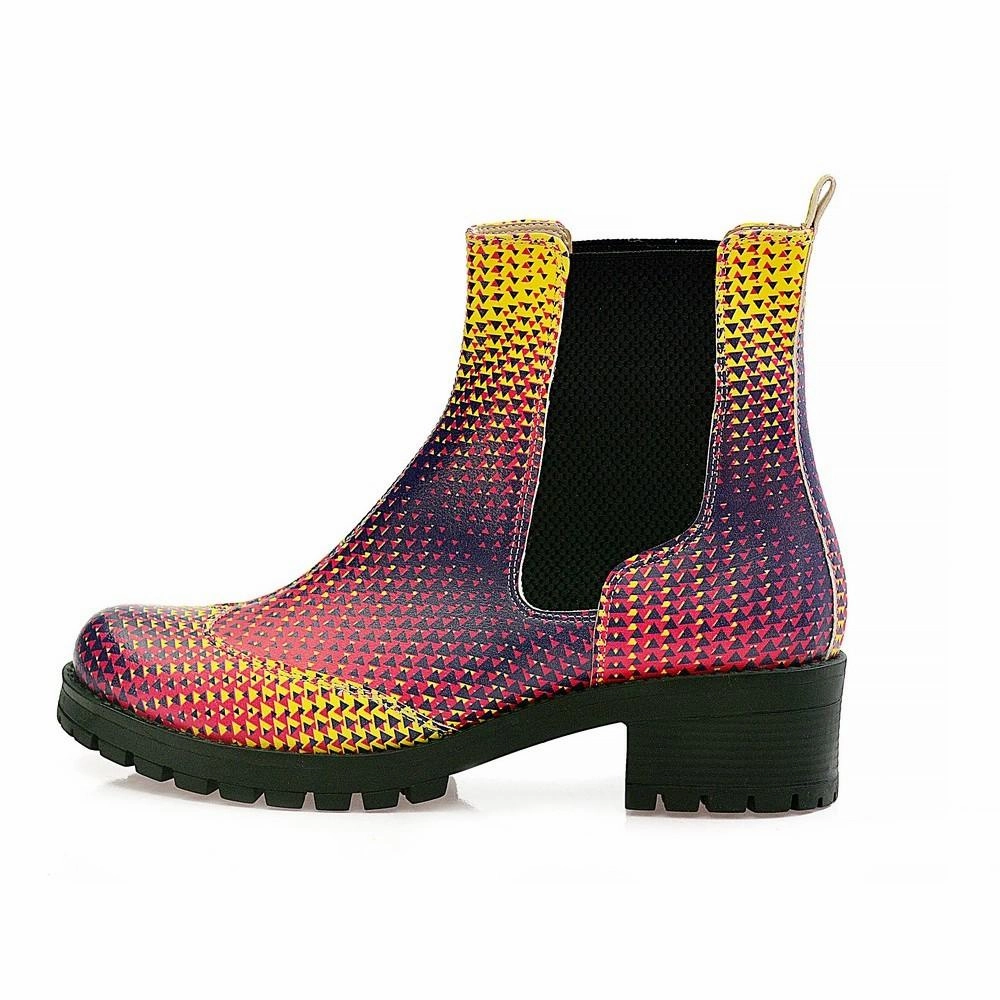 Colored Triangles Short Boots WLAS111 Fish Skin Boots