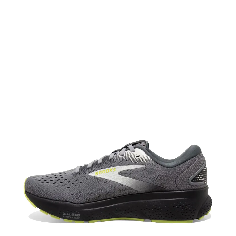 Brooks Men's Ghost 16 Sneaker in Primer/Grey/Lime Oxfords With Soles