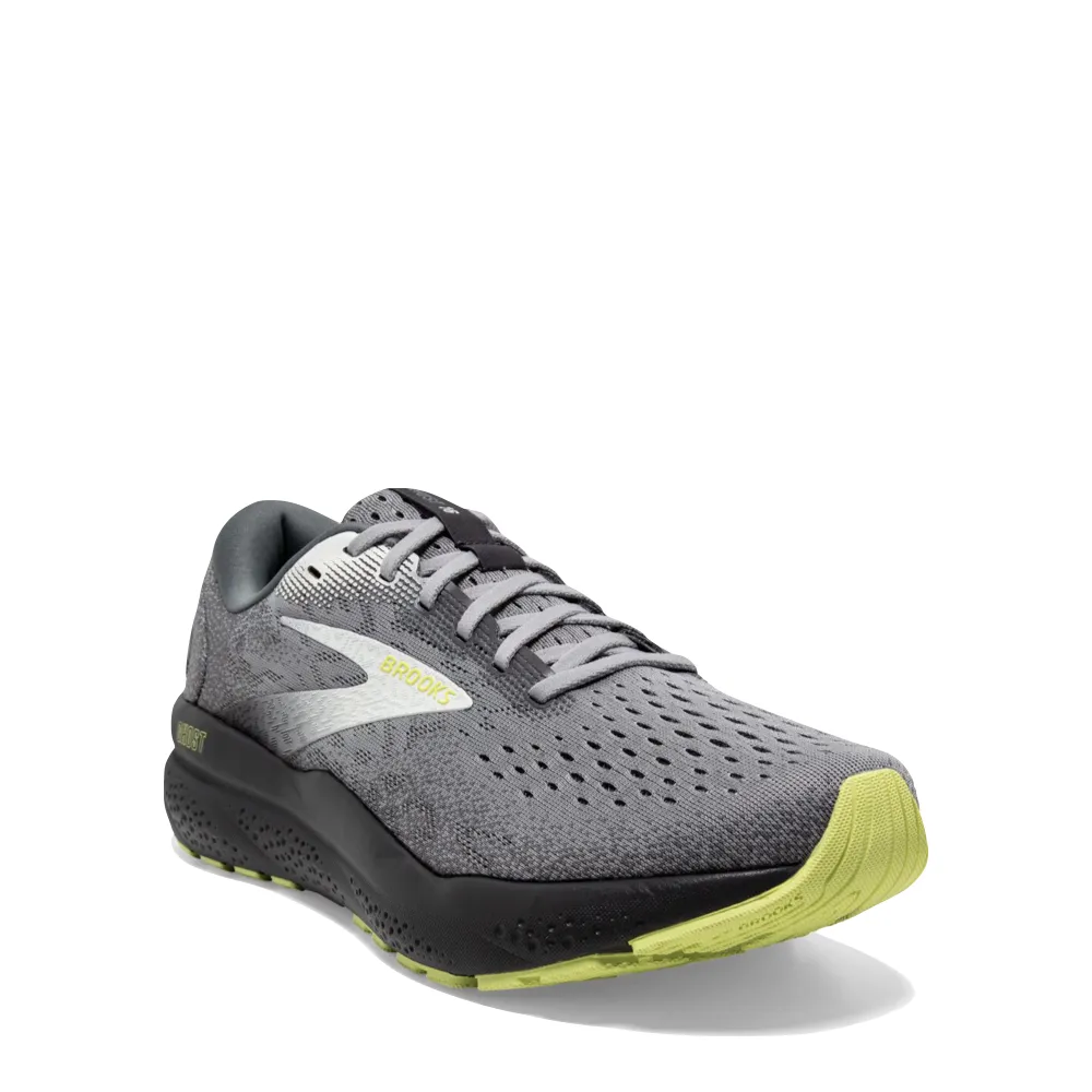 Brooks Men's Ghost 16 Sneaker in Primer/Grey/Lime Perforated Oxfords