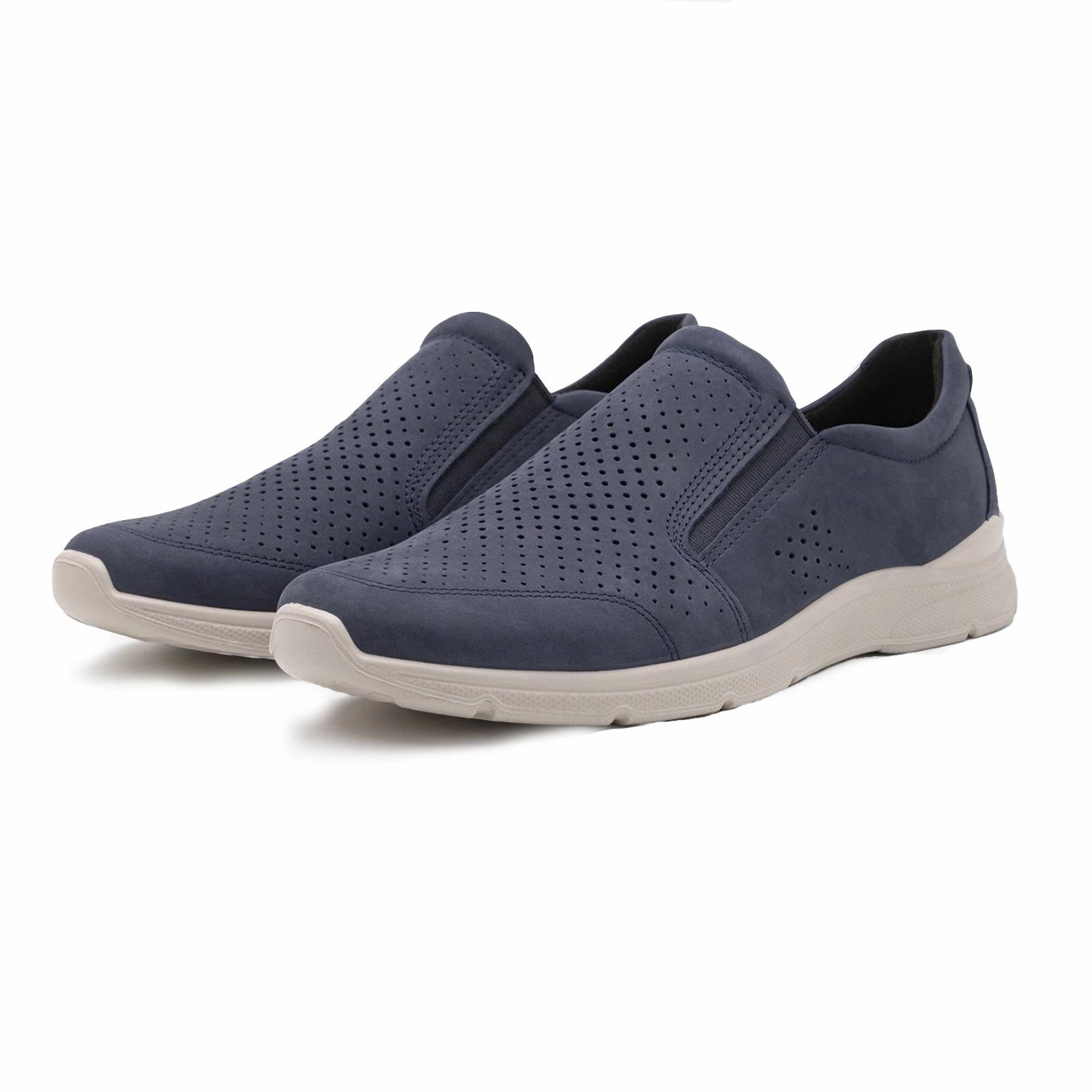 Baby Blue Loafers Ecco Irving 511644 Nubuck Leather Men's Slip On Marine Shoes