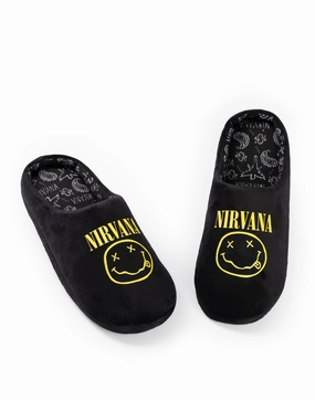 Tinkerbell Costume Slippers Nirvana Logo Unisex Black Mule Slippers