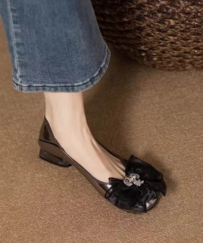 New Balance 725 Green 2024 New French Bow Splicing Faux Leather Flat Shoes QK030