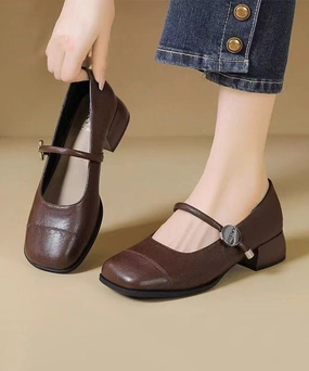 New Brown Faux Leather Loafer Shoes Splicing Buckle Strap YC018 New Balance Race Day Shoes