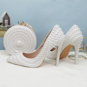 Pearl-Embellished Stiletto Purse Heels White and Round Set Pearl Do New Balance Shoes Run Small